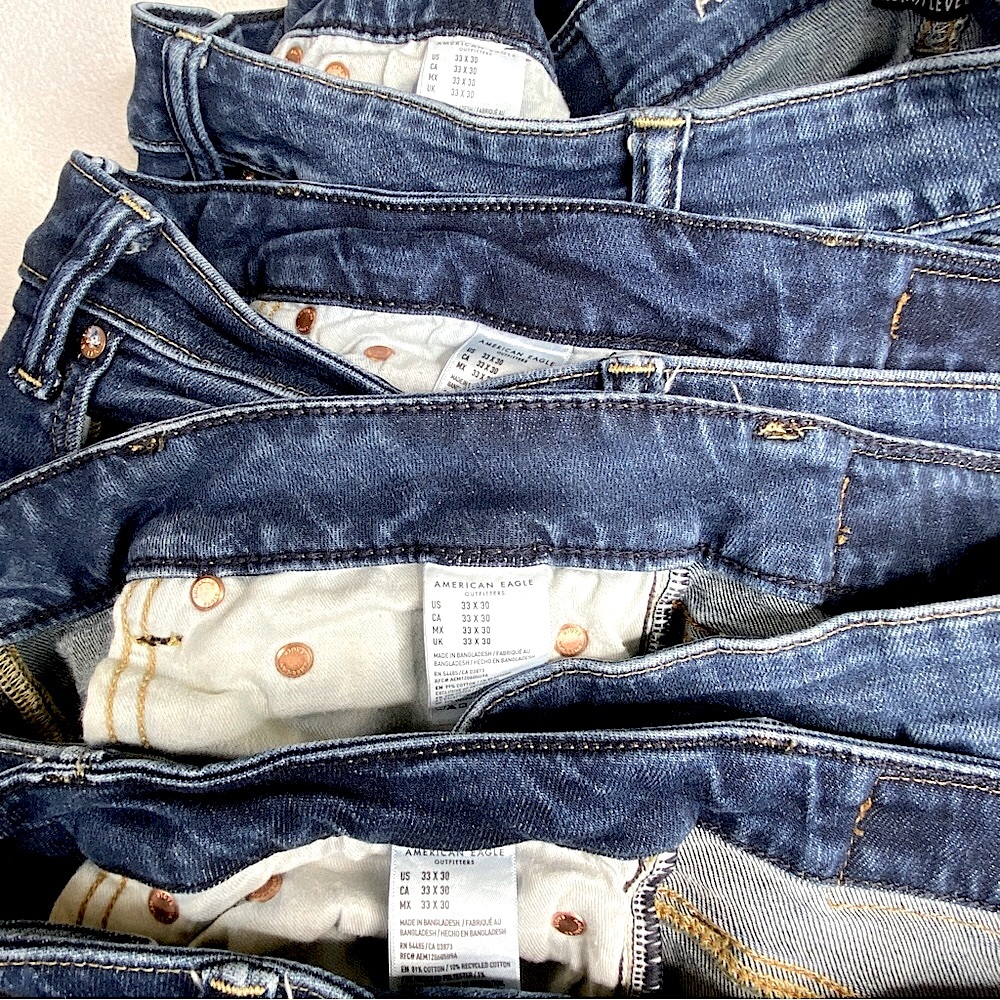 4 PAIRS American Eagle AirFlex+ Slim Straight Men’s 4 Jean BUNDLE Size (33X30) - Picture 12 of 13